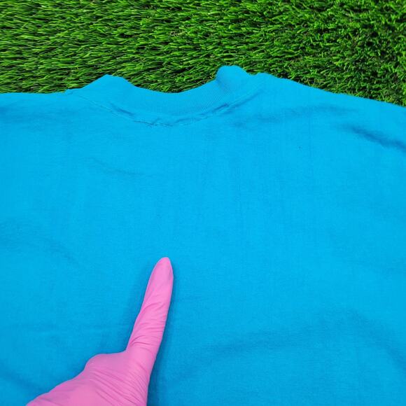 Vintage 80s Hanes Shirt M/L 20x28 Blue Jaguar Aztec Logo - Picture 7 of 14